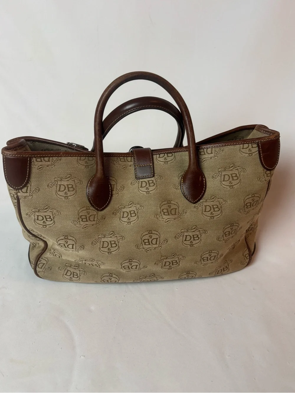 Dooney & Bourke Double Handle Signature Tan & Brown Tote Large Purse DL50C-W8
